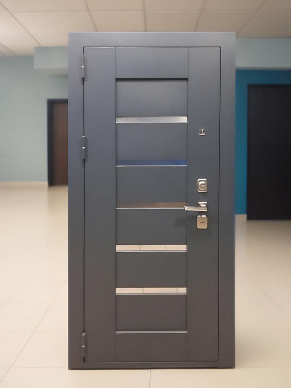 Дверь с хромированными вставками