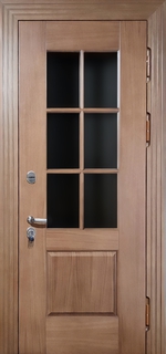 Стальная термодверь МДФ шпон с остеклением Стальная термодверь МДФ шпон с остеклением